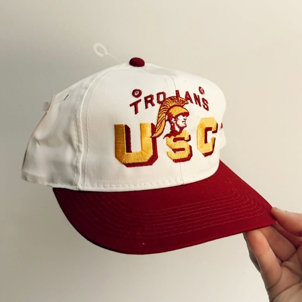Vintage University of Southern California USC Trojans Snap Back Flat Bill Hat